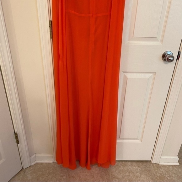 Lauren Ralph Lauren Crinkled Georgette Gown in Hyannis Port Orange Size 16 - Picture 9 of 13